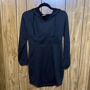 Black Hooded Sweater Dress